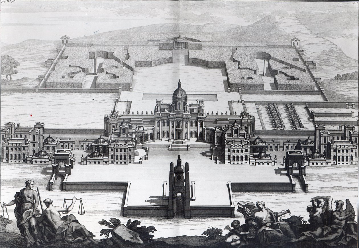 Zamek Howard, z „Vitruvius Britannicus” Colena Campbella, ryty Hendrik Hulsbergh, c.1718-20 autorstwa Colen Campbell