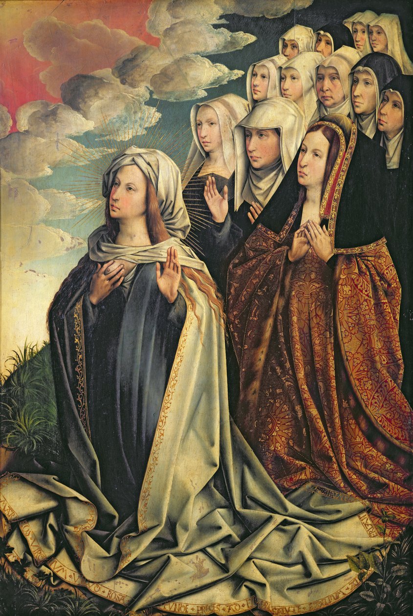 Maria Pośredniczka z Joanną Szaloną (1479-1555) i jej otoczeniem, prawy panel z ołtarza (zob. też 223222) autorstwa Colijn de Coter