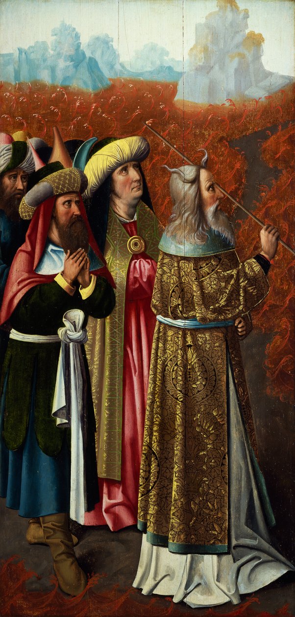 Mojżesz rozdzielający wody Morza Czerwonego, przypisywane Colijnowi de Coterowi (1480-około 1525) autorstwa Colijn de Coter