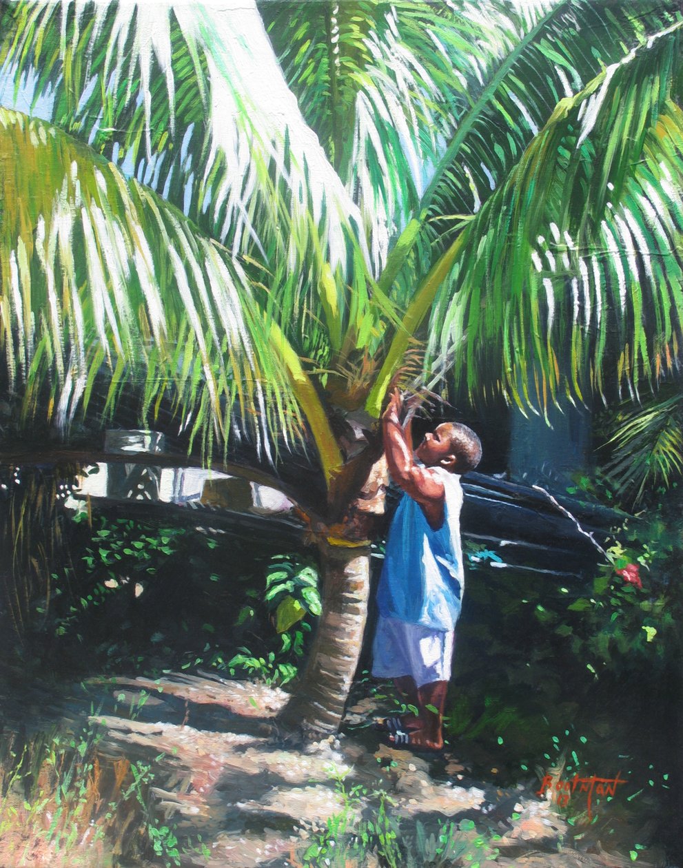 Coconut Shade, 2014, (olej na lnie) autorstwa Colin Bootman