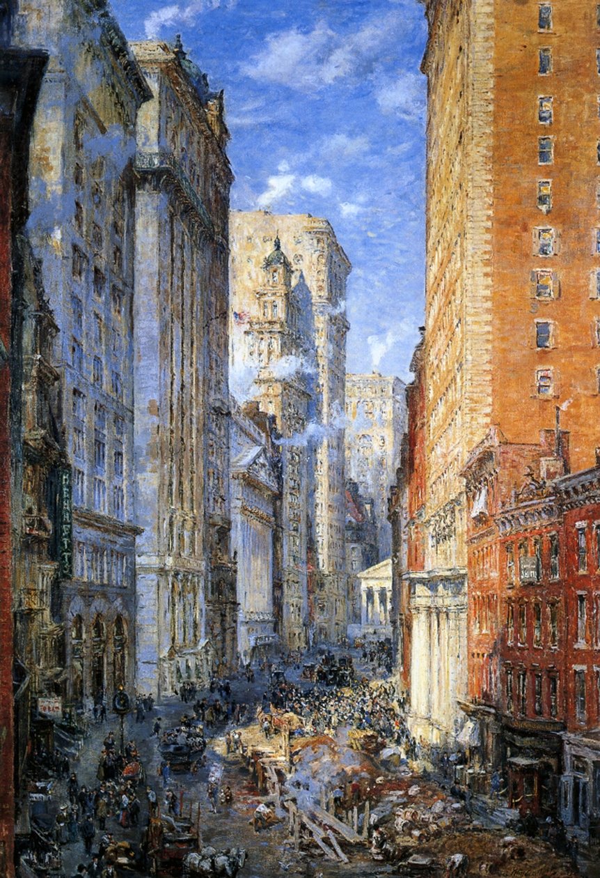 Broad Street, Nowy Jork, ok.1904 autorstwa Colin Campbell Cooper