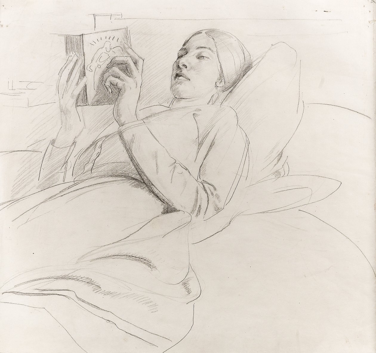 Portret Winifred Knights (1899-1947) w trakcie czytania, ok. 1921 r. autorstwa Colin Unwin Gill