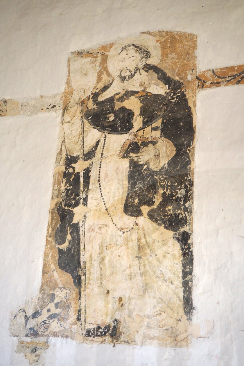 Mural Santo Domingo de Guzman, XVIII wiek, Klasztor Santo Ecce Horio, Barichara, Kolumbia (świeży) autorstwa Colombian School