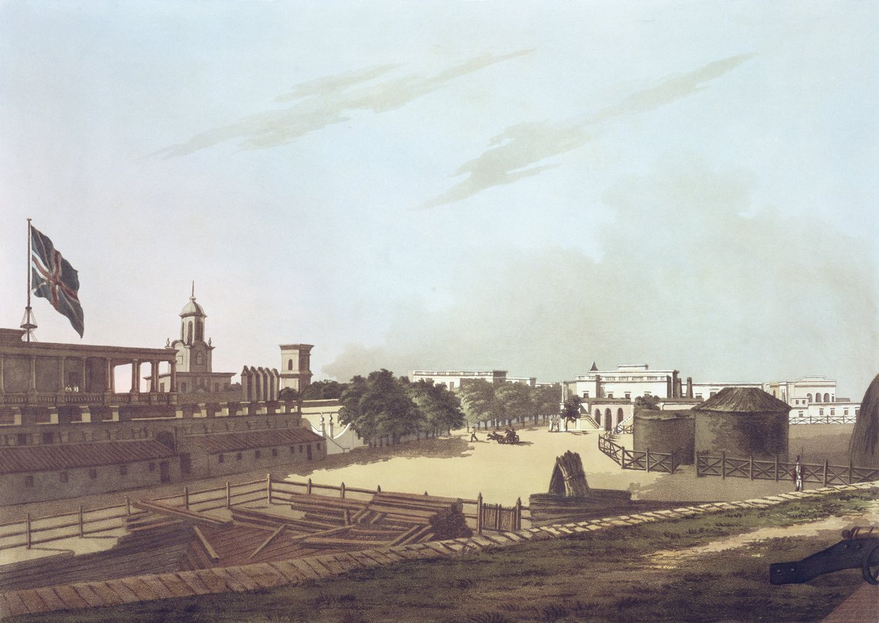 Widok z Koszar Królewskich, Fort Św. Edward Orme (1774-c.1820) 1804 (akwatinta) autorstwa Colonel Francis Swain Ward