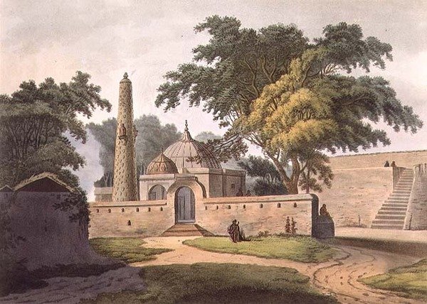 Miejsce pochówku Peerzady, Inny, płyta 6 z „Dwadzieścia cztery widoki w Hindostanie”, wyd. Edward Orme (1774-c1820) 1803 (akwatinta) autorstwa Colonel Francis Swain (after) Ward
