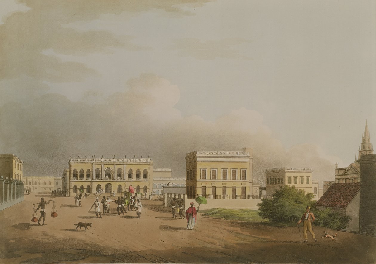 The Old Court House, Kalkuta, tablica 17 z Dwudziestu czterech widoków w Hindostanie, sztych. Harradon, wyd. Edward Orme (1774-c.1820) 1805 (akwatinta) autorstwa Colonel Francis Swain Ward