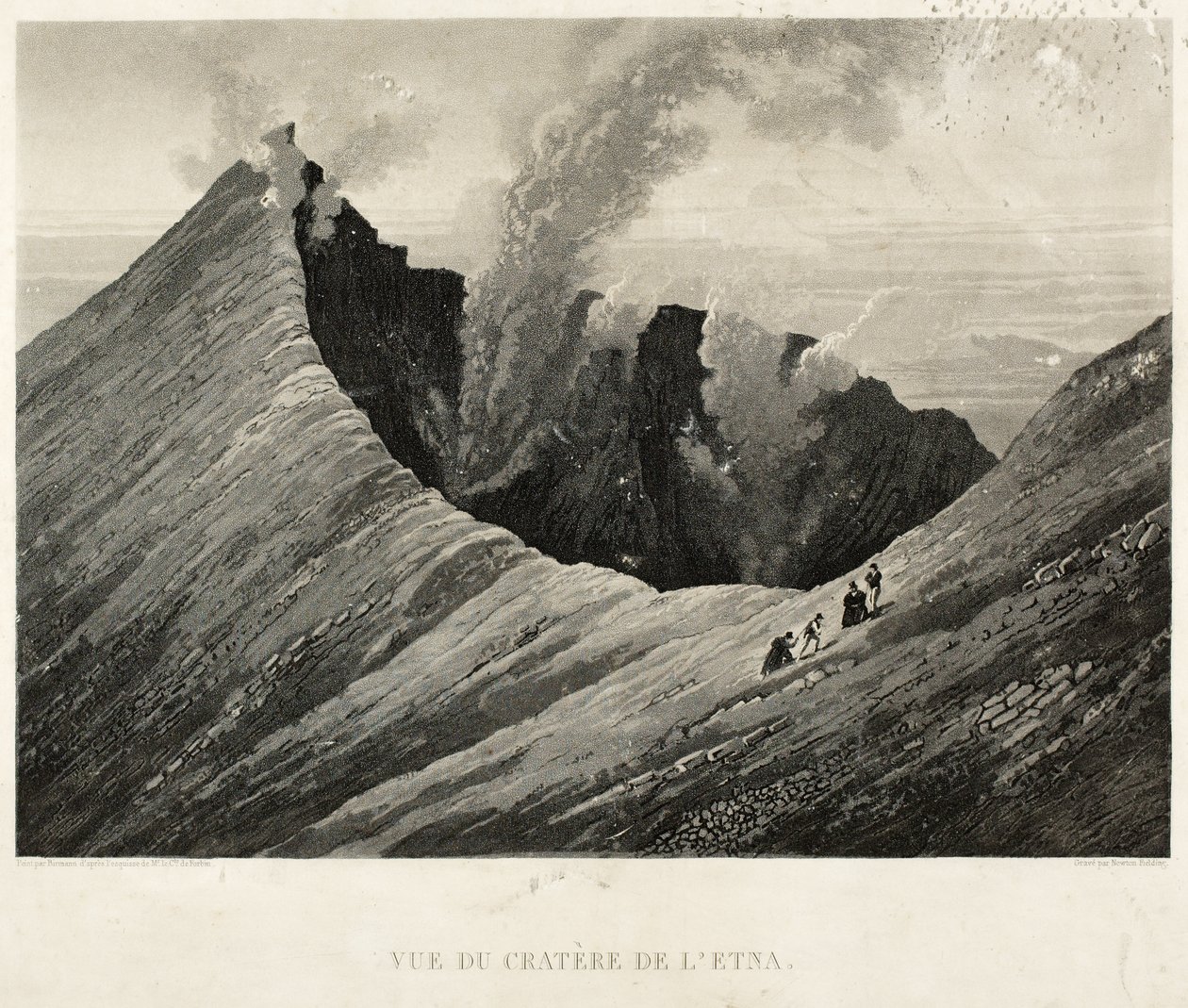 Widok na krater Etny, rytowany przez Newtona Fieldinga (1799-1856) (akwatinta) autorstwa Comte de Forbin