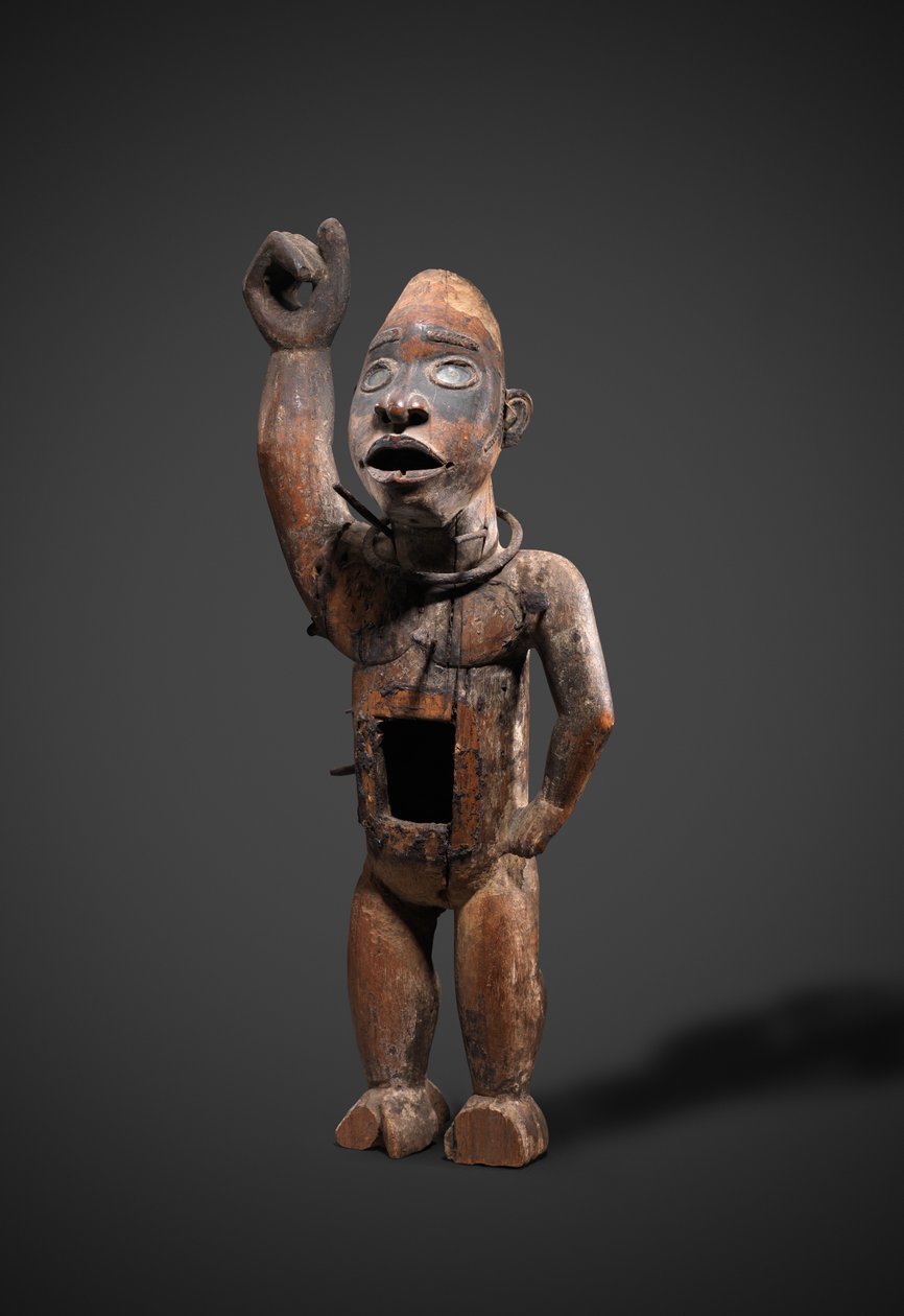 Nkisi (drewno, żelazo i szkło) autorstwa Congolese