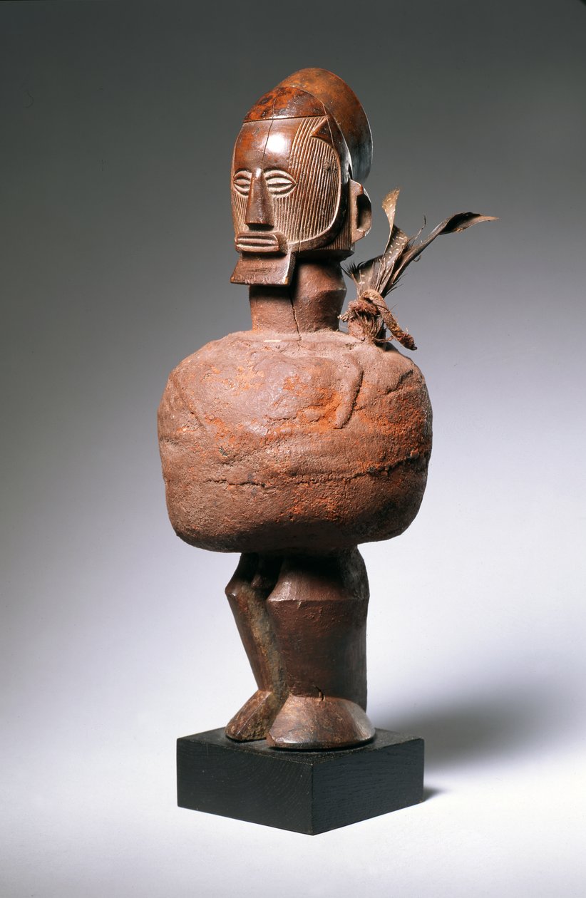 Nkisi Spiritual Figure (drewno, glina, tekstylia i pióra) (patrz również 181653) autorstwa Congolese