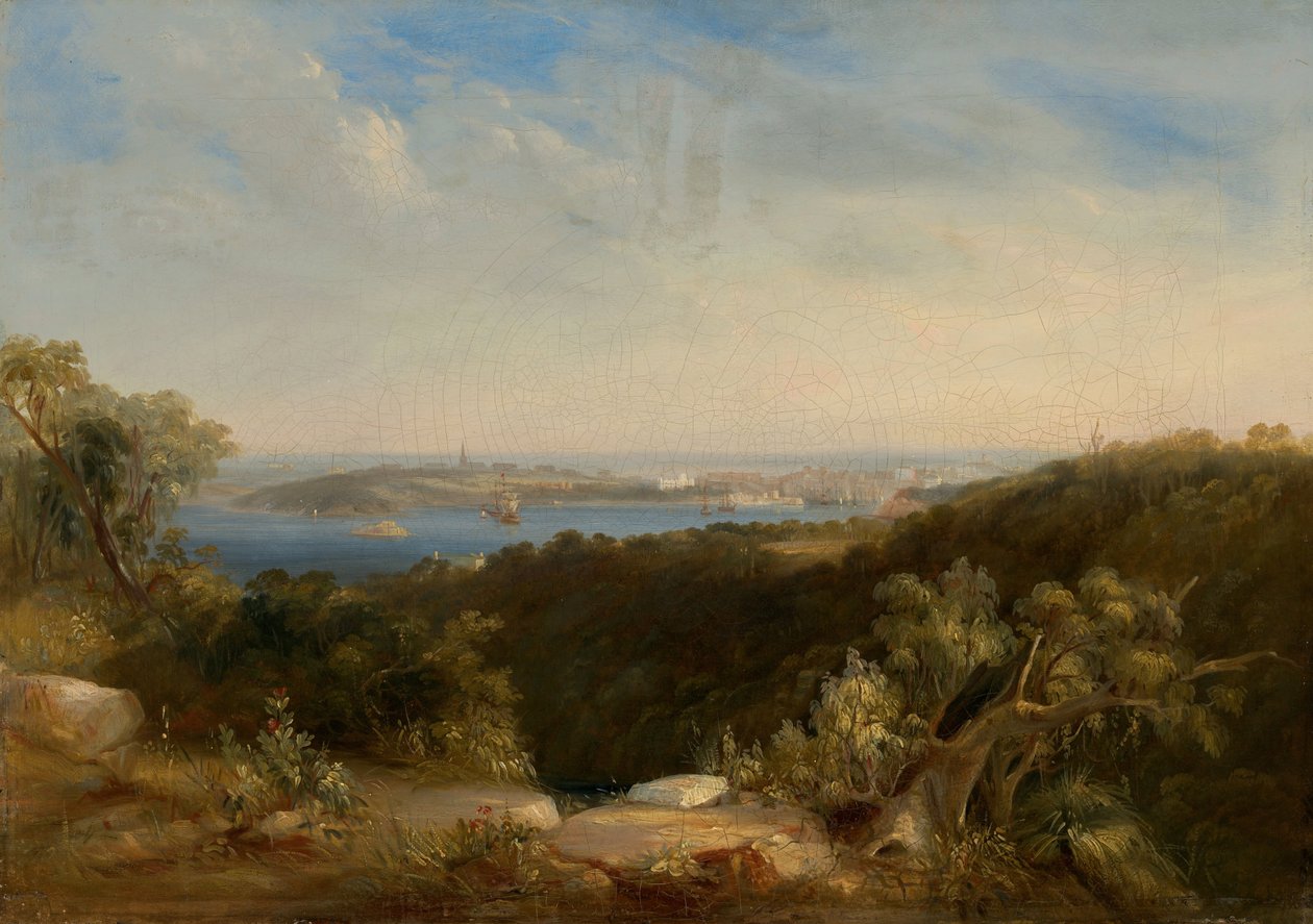 Widok na Sydney Harbour z widokiem na Sydney Cove autorstwa Conrad Martens