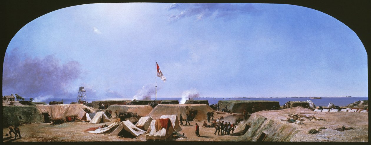 Bombardowanie Fort Moultrie, Port Charleston, Karolina Południowa autorstwa Conrad Wise Chapman