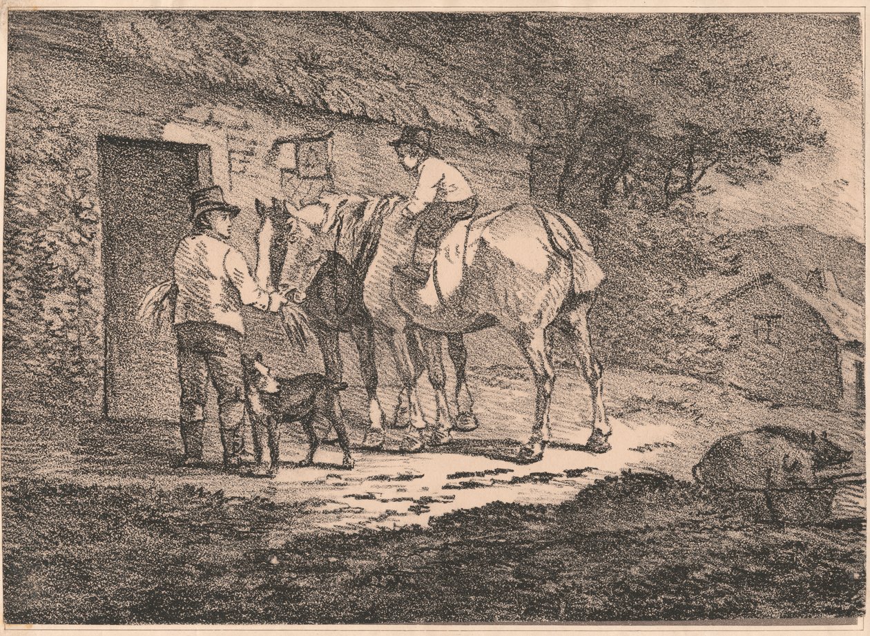 Konie przy drzwiach chaty autorstwa Conrad Gessner
