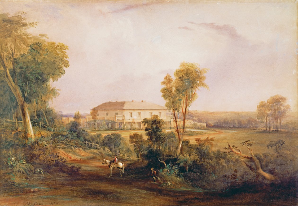 Camden Park House, dom Johna MacArthura (1767-1834), 1843 autorstwa Conrad Martens