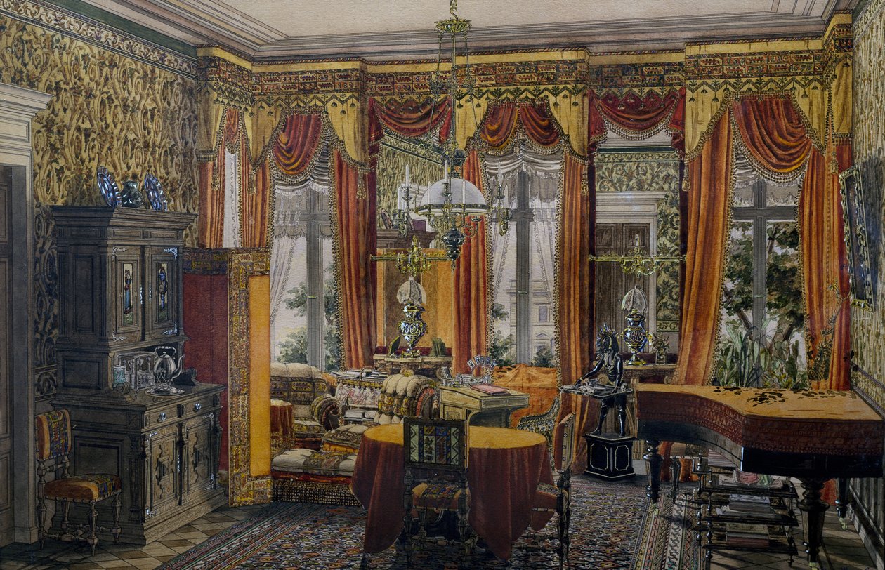 Salon w Berlinie, akwarela Conrada von Muralta (1779-1869) autorstwa Conrad von Muralt