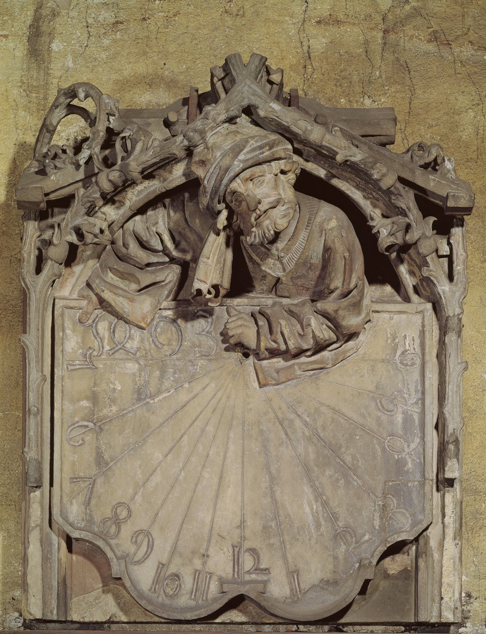 Zegar słoneczny z postacią astronoma, 1493 autorstwa Conrat Sifer