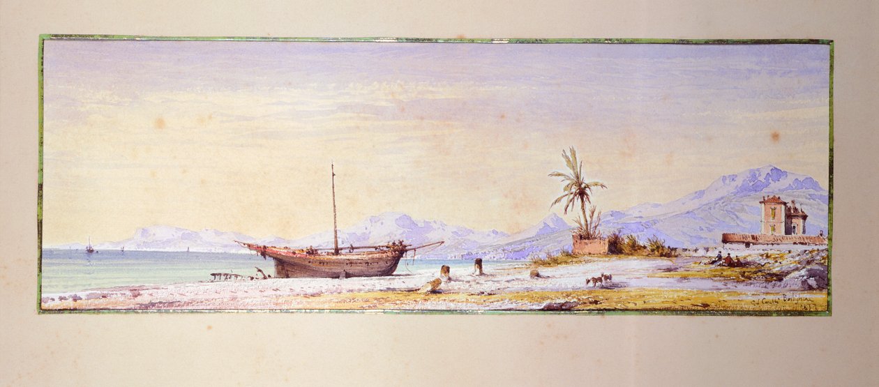 Plaża Bordighera, autorstwa Consalvo Carelli (1818-1900), Włochy autorstwa Consalvo Carelli
