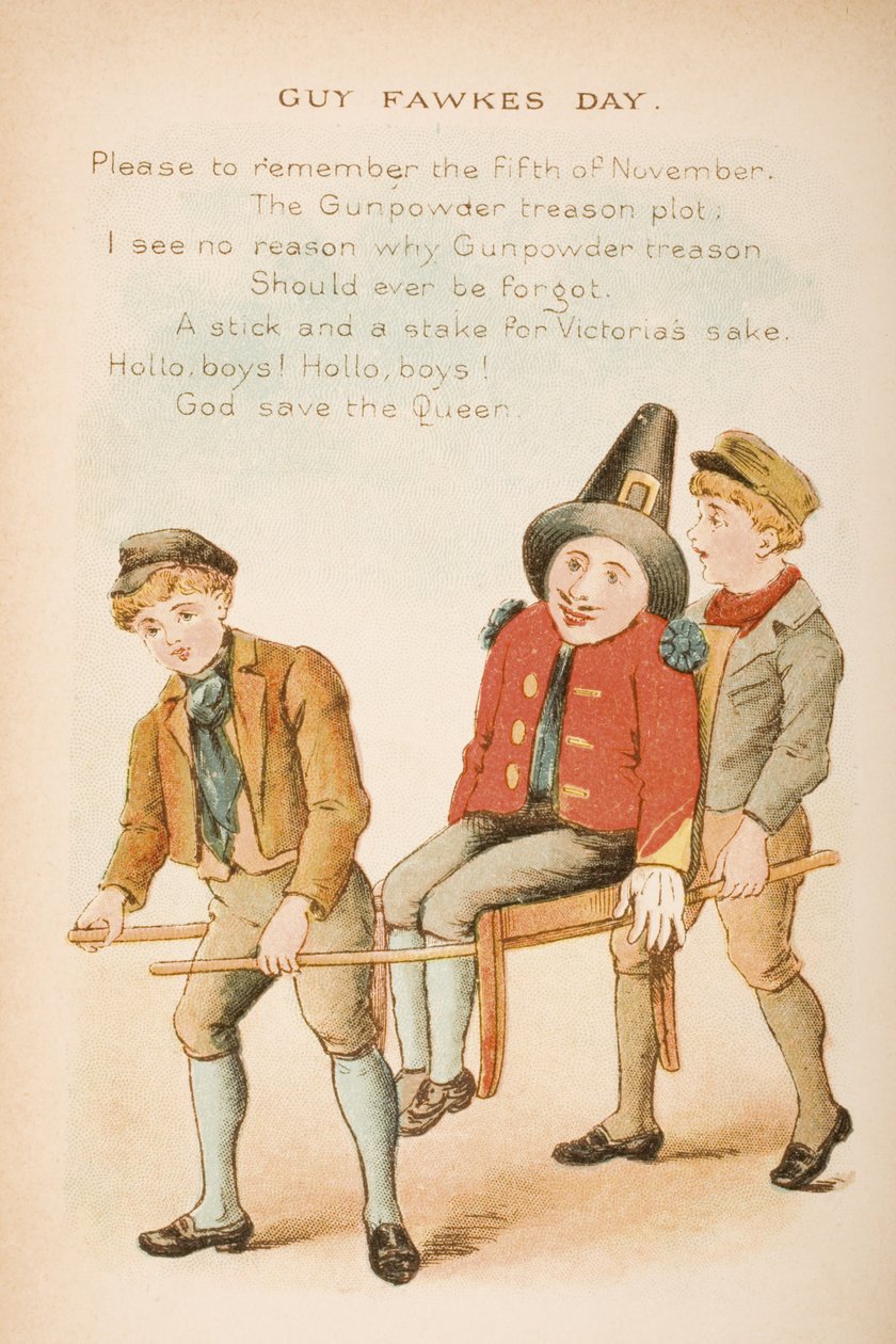 Guy Fawkes Day, z „Rymy i opowieści starej matki gęsi”, wydane przez Frederick Warne und Co., ok. 1890 (chromolitho) autorstwa Constance Haslewood