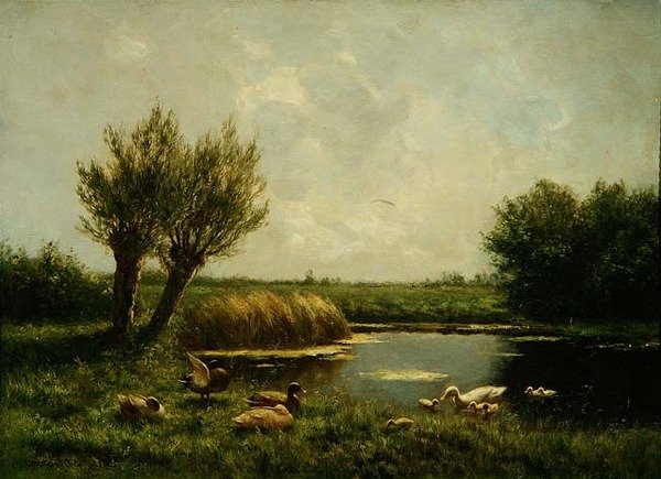 Kaczka Staw (olej na płótnie) autorstwa Constant Artz
