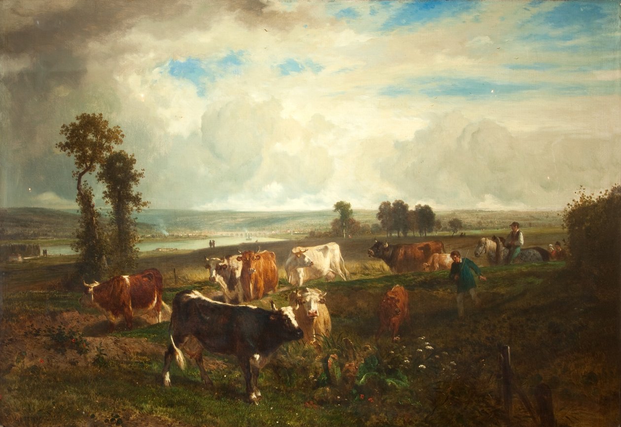 Krajobraz, Wzgórza Suresnes, 1856 autorstwa Constant Emile Troyon
