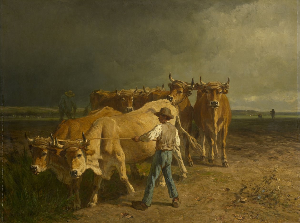 Orka wołów, 1860 autorstwa Constant Emile Troyon