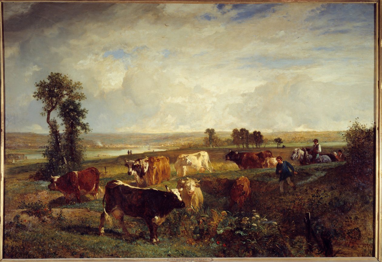 Widok z wysokości Suresnes (Hauts de Seine). Obraz Constanta Troyona (1810-1865) autorstwa Constant Emile Troyon