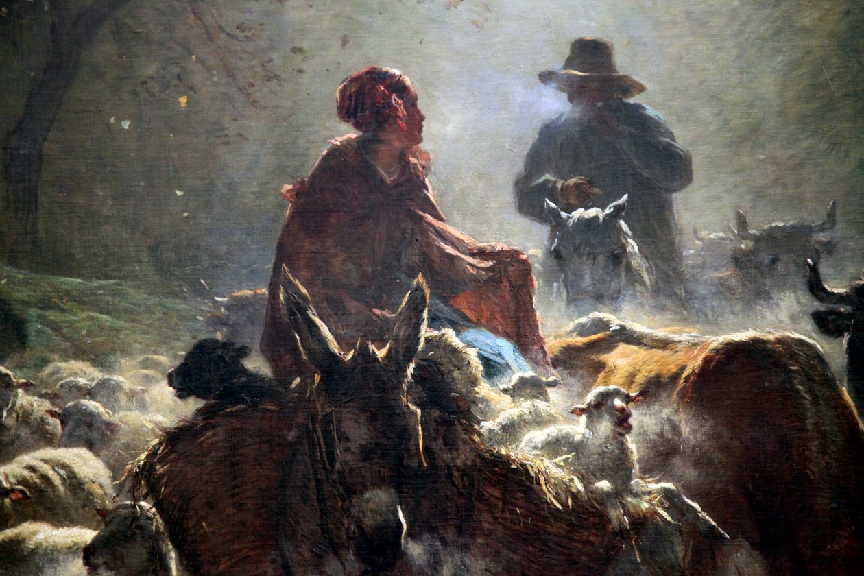 „Wyjazd na targ jesienny poranek”, 1859 r. autorstwa Constant Troyon