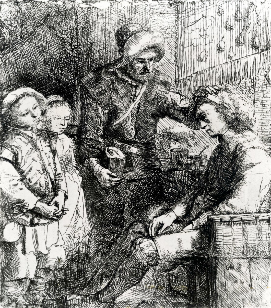 Lekarz i pacjent, 1651 autorstwa Constantin Daniel van Renesse