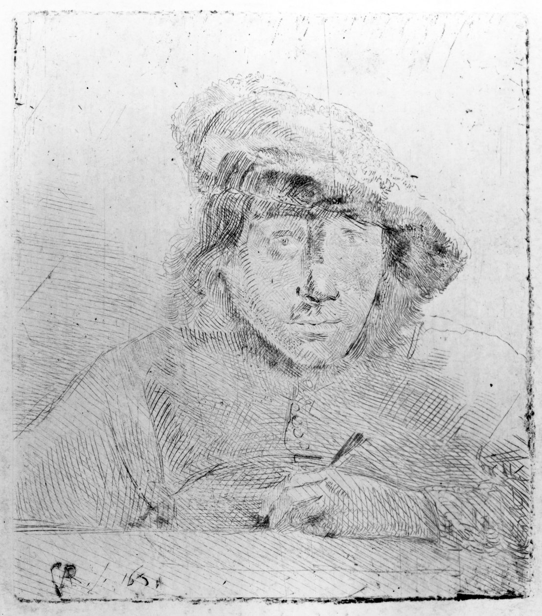 Autoportret, 1651 (akwaforta suchą igłą) autorstwa Constantin Daniel van Renesse