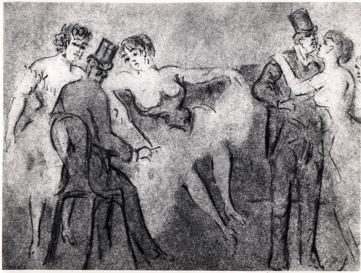 W burdelu, ok. 1850 (pióro i tusz do prania na papierze) autorstwa Constantin Guys
