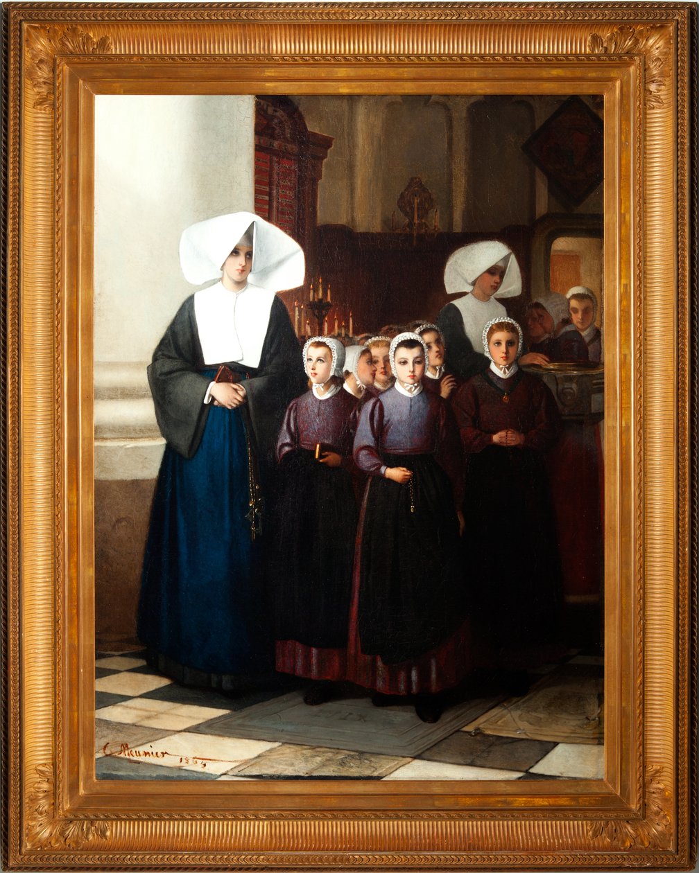 Obraz. Sygnowany i datowany: Constant Meunier 1864. Sieroty. Olej na płótnie. Szczegół. autorstwa Constantin Emile Meunier