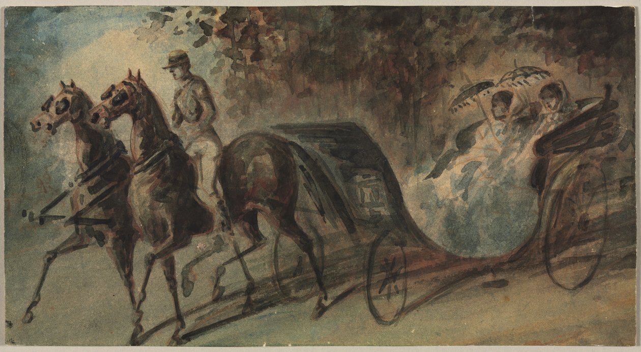 Przewóz w Bois de Boulogne autorstwa Constantin Guys