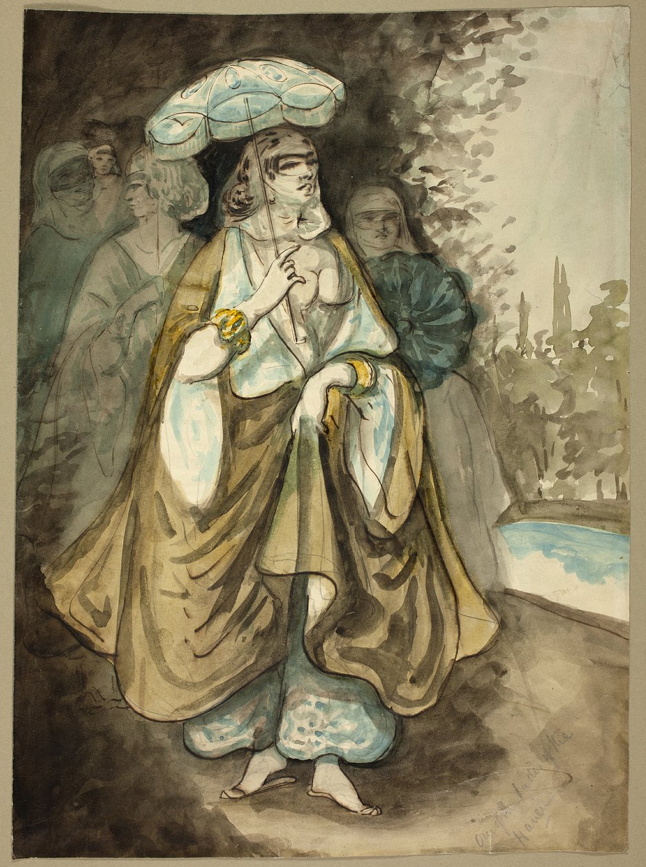 Jedna z Pań Haremu (recto); Fragment pejzażu (verso) autorstwa Constantin Guys