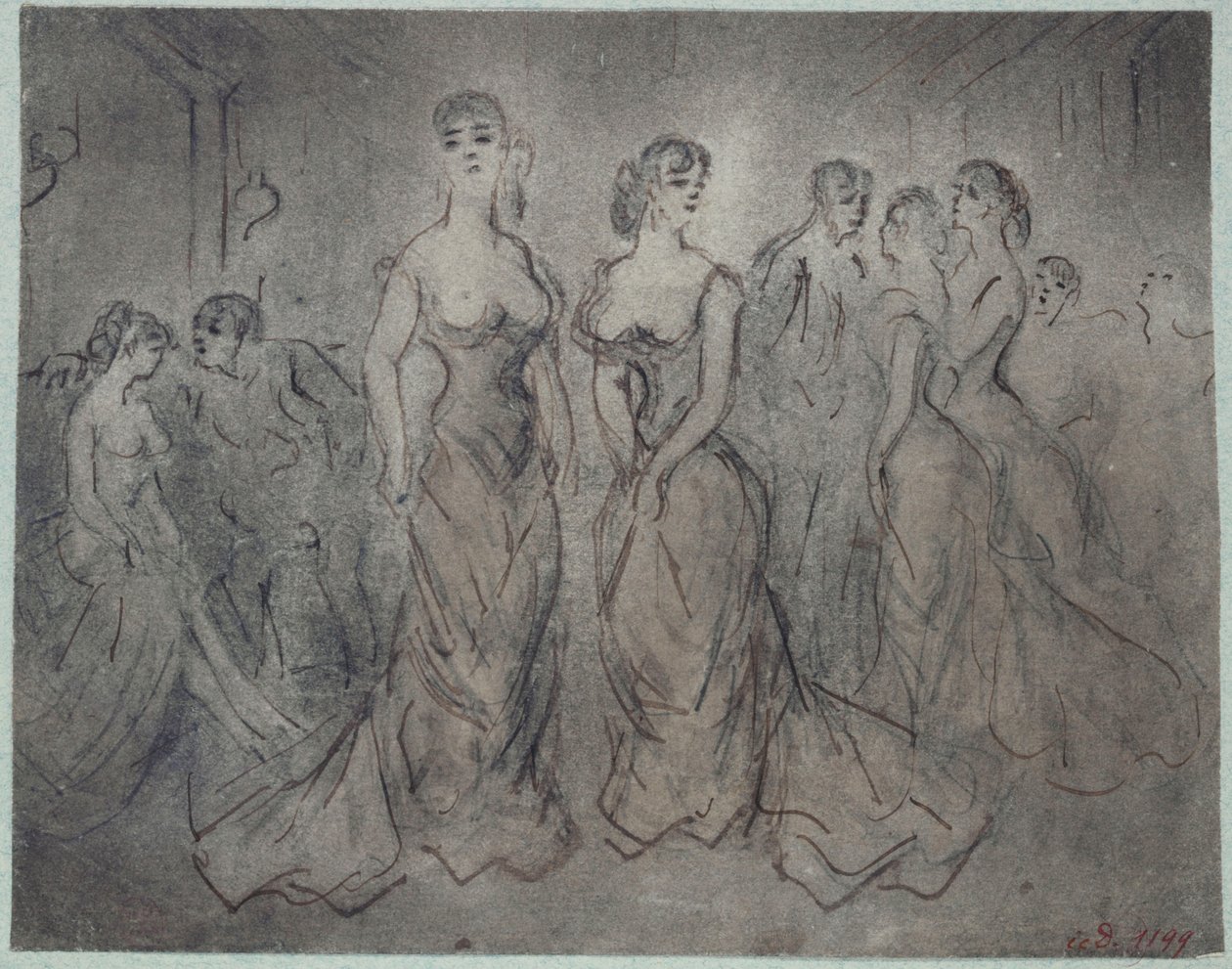 Wnętrze domu publicznego, kobiety i mężczyźni, ok. 1875 r. autorstwa Constantin Guys
