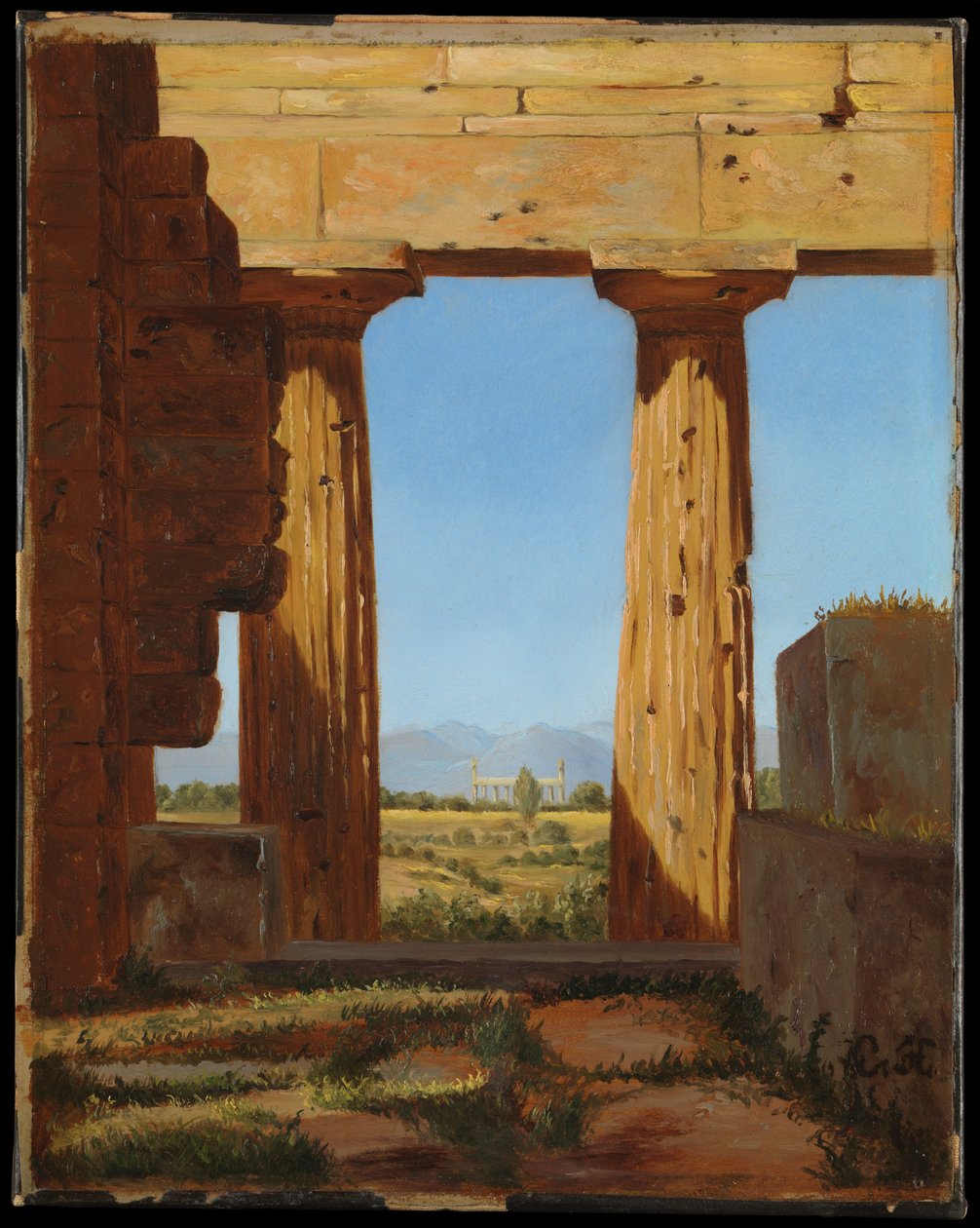 Kolumny świątyni Neptuna w Paestum autorstwa Constantin Hansen