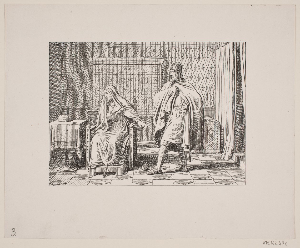 Ilustracja do Svenda Grundtviga, „Marsk Stig: duńska pieśń ludowa z XIII wieku”, 1861 autorstwa Constantin Hansen
