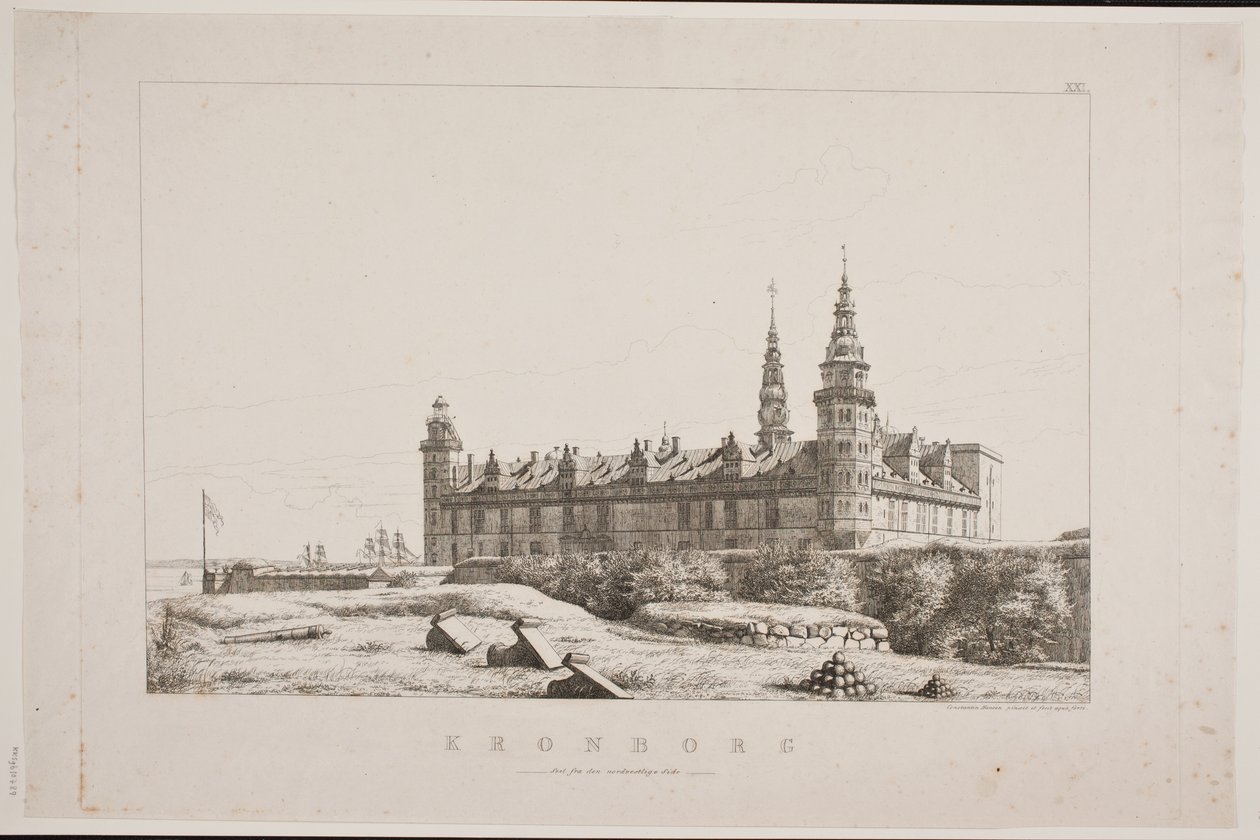 Kronborg widziany od strony północno-zachodniej autorstwa Constantin Hansen
