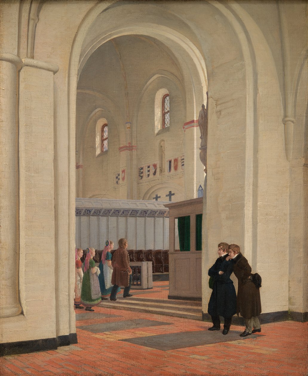 Wnętrze kościoła św Bendta w Ringsted autorstwa Constantin Hansen