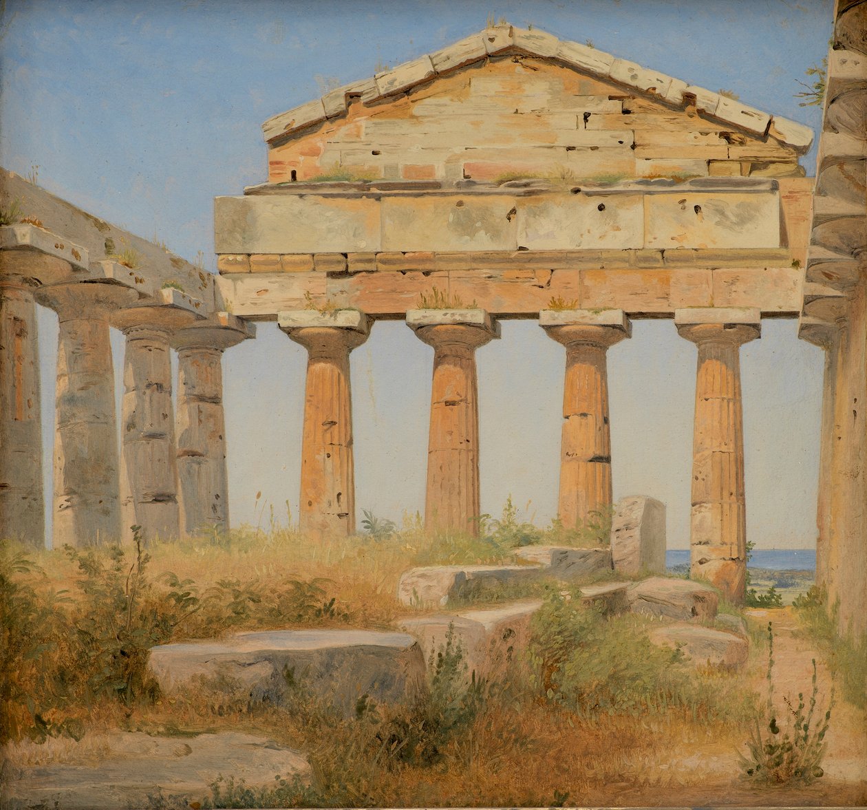 Świątynia Ateny w Paestum, 1838 autorstwa Constantin Hansen