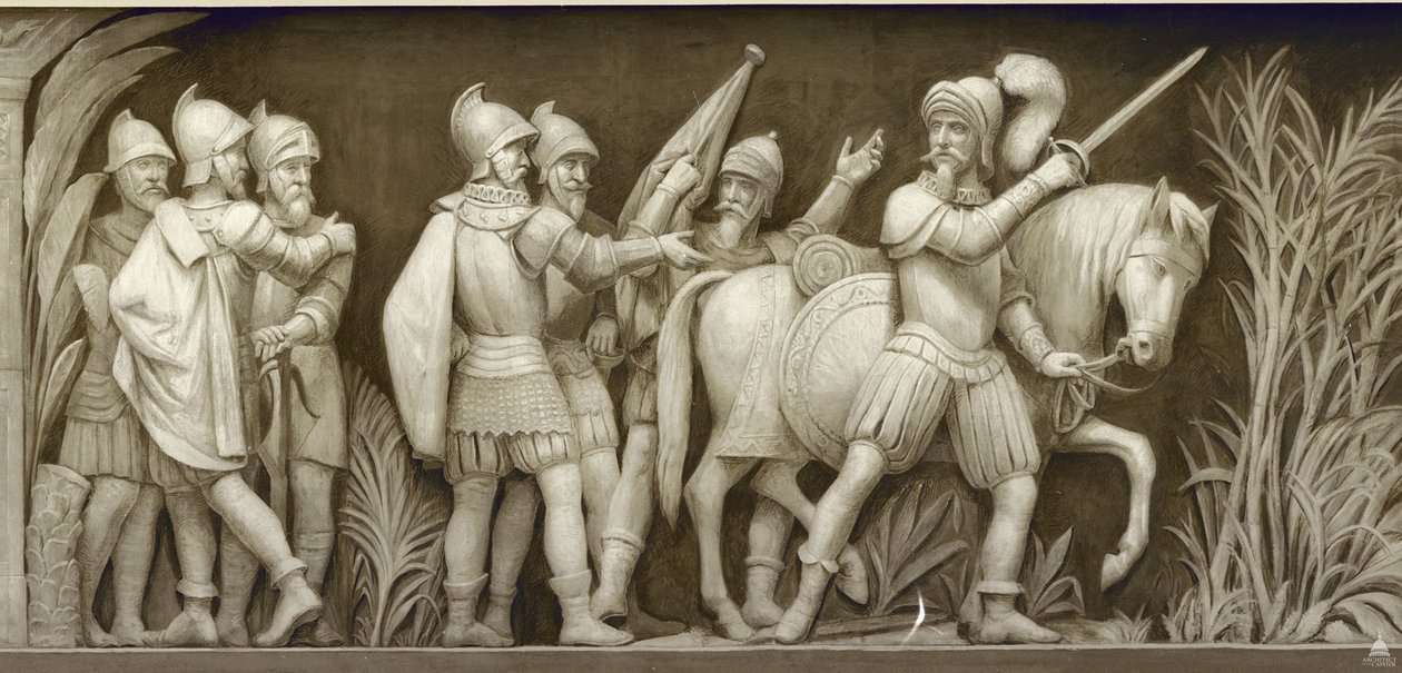 Pizarro jedzie do Peru Fryz w Rotundzie Kapitolu Stanów Zjednoczonych, 1860-1873 autorstwa Constantino Brumidi