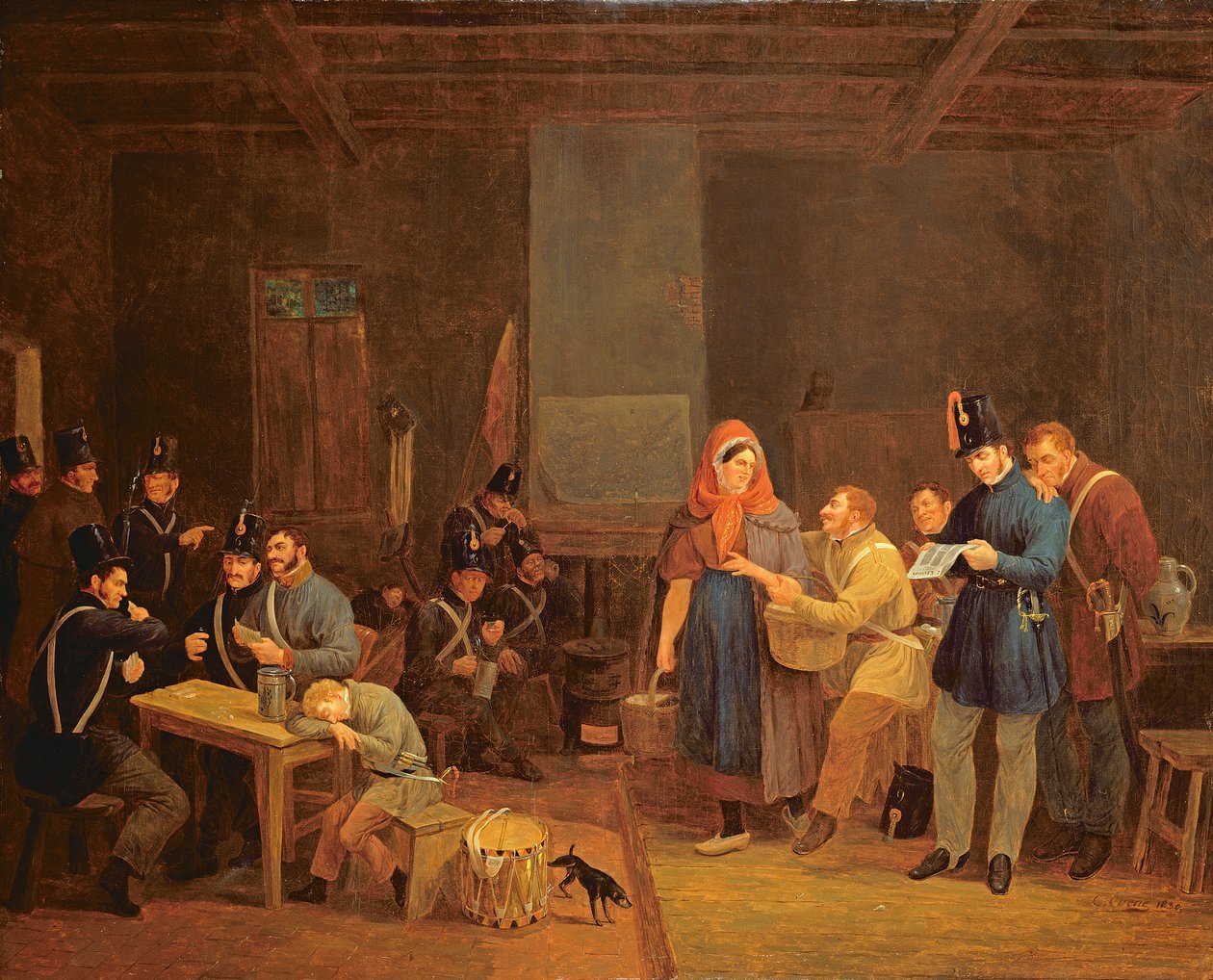 Wartownia Gwardii Miejskiej Brukseli, 1830 (olej na obrazie) autorstwa Constantinus Fidelio Coene