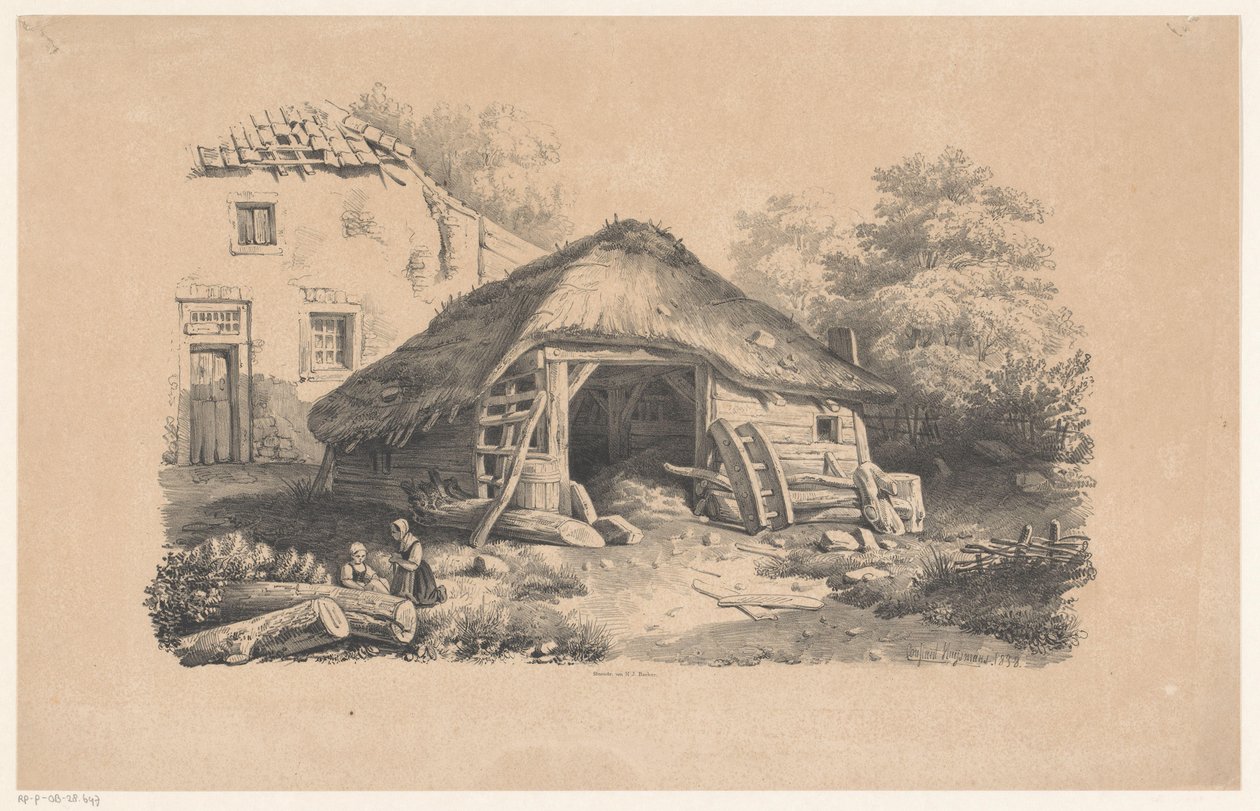 Stajnia na farmie Krajobraz (tytuł serii) autorstwa Constantinus Cornelis Huysmans