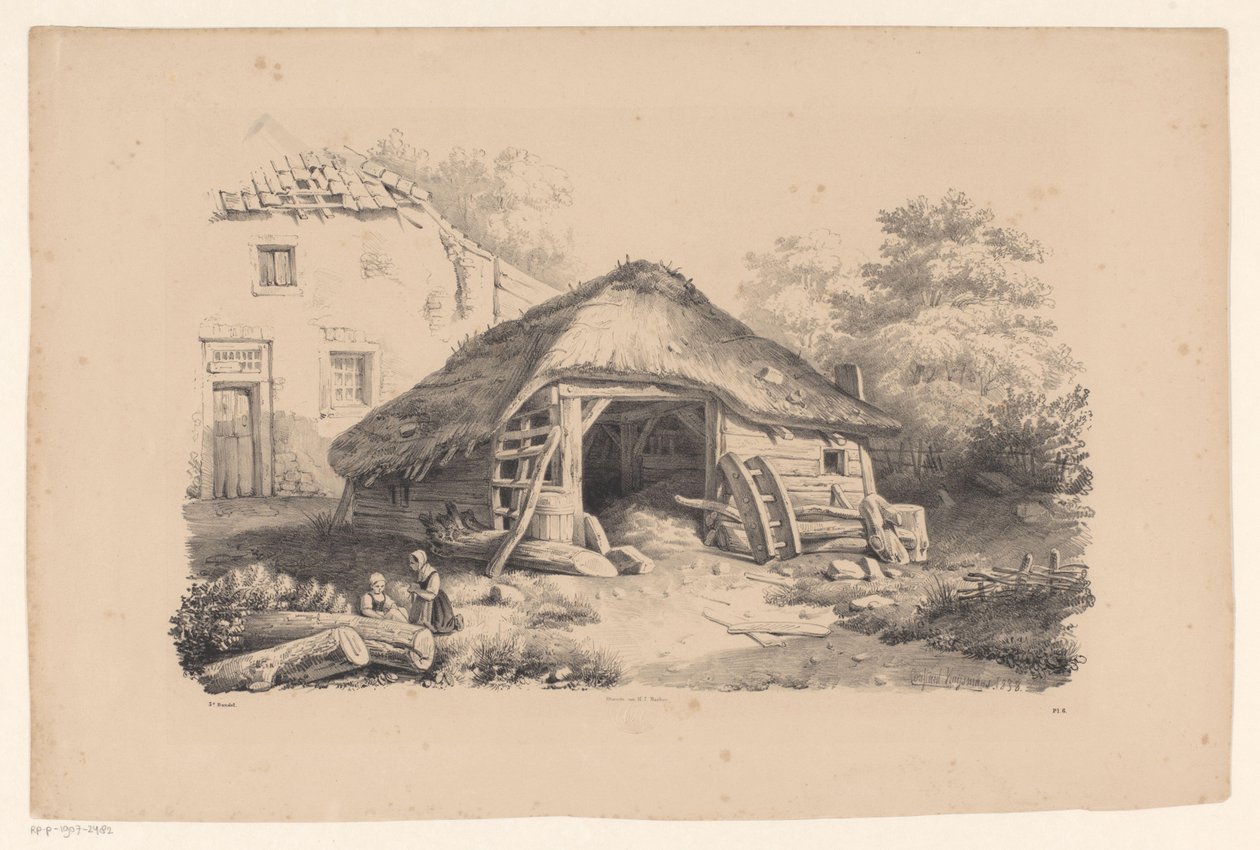 Stajnia na farmie Krajobraz (tytuł serii) autorstwa Constantinus Cornelis Huysmans
