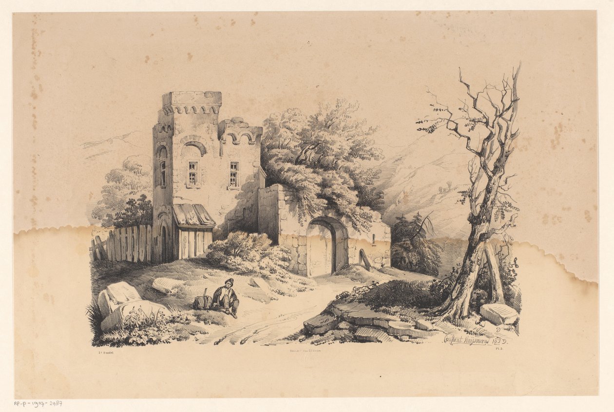 Turysta w ruinie Krajobraz (tytuł serii) autorstwa Constantinus Cornelis Huysmans