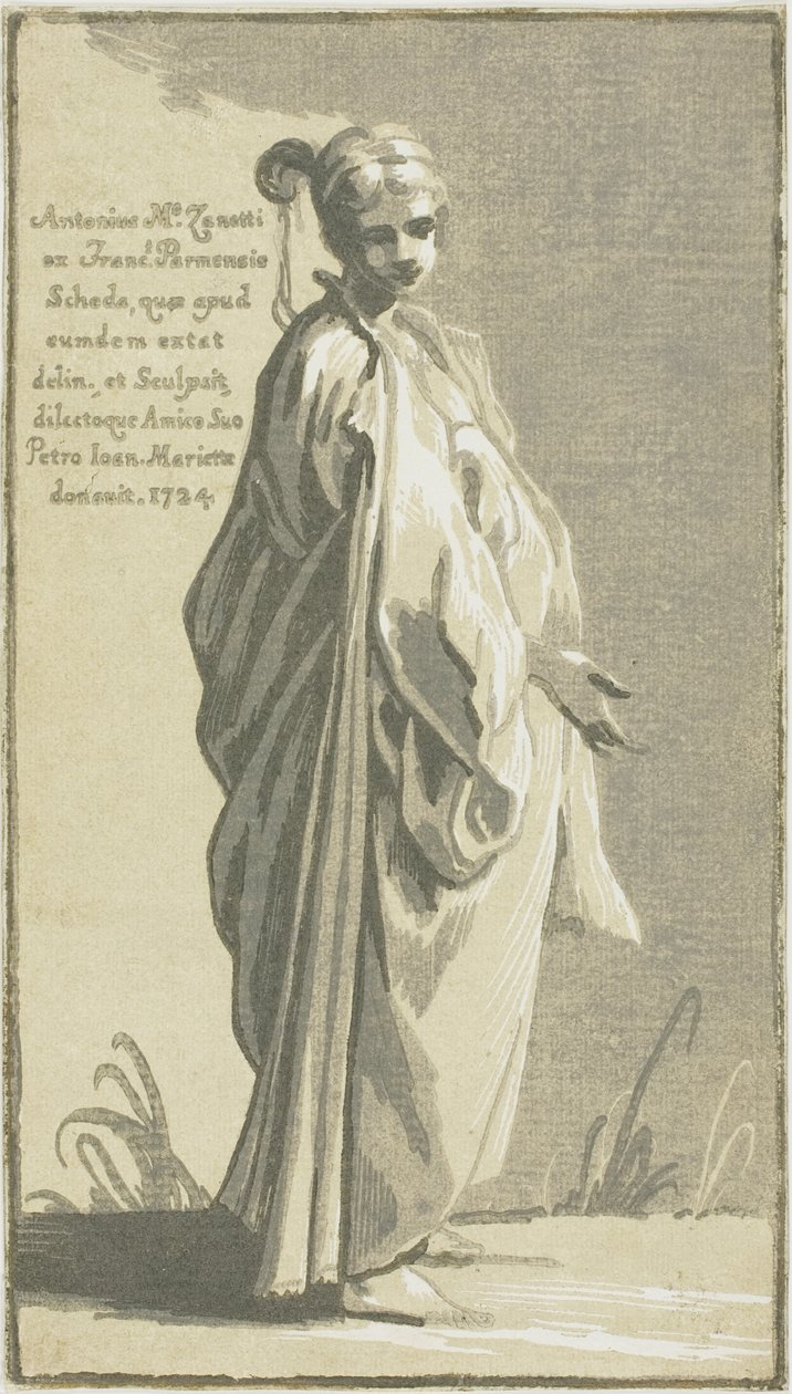 Młoda kobieta stojąca, zwrócona w prawo autorstwa Conte Antonio Maria Zanetti the Elder