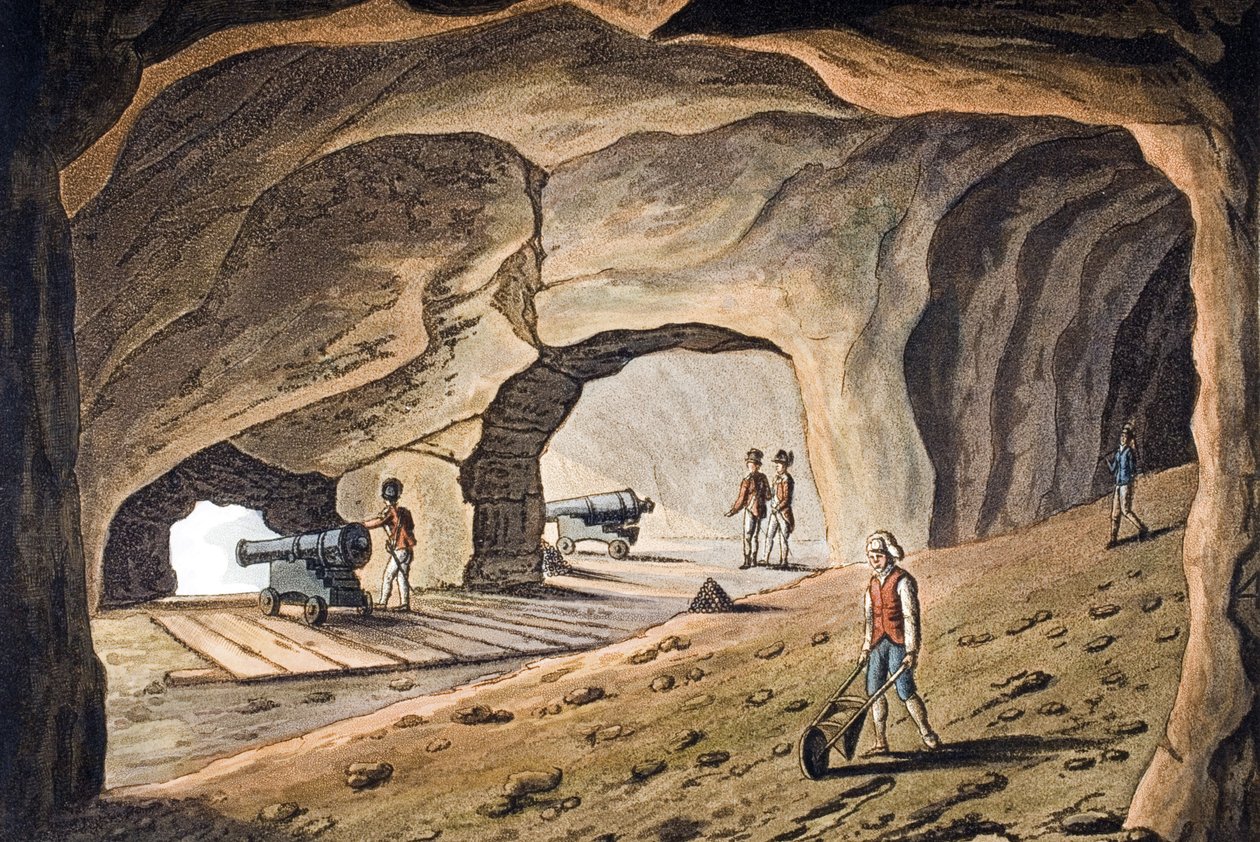 Wnętrze galerii na Skale Gibraltarskiej, rycina autorstwa Josepha Constantine Stadlera (fl.1780-1812) autorstwa Cooper Willyams