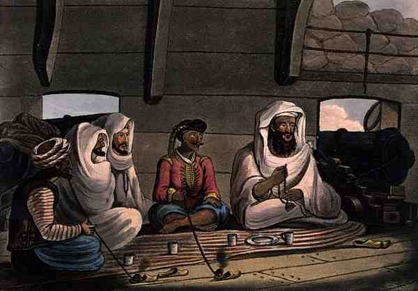 Moors on Board the Swiftsure, ryty: Joseph Constantine Stadler (fl.1780-1812) wyd. I. White, Londyn autorstwa Cooper (after) Willyams