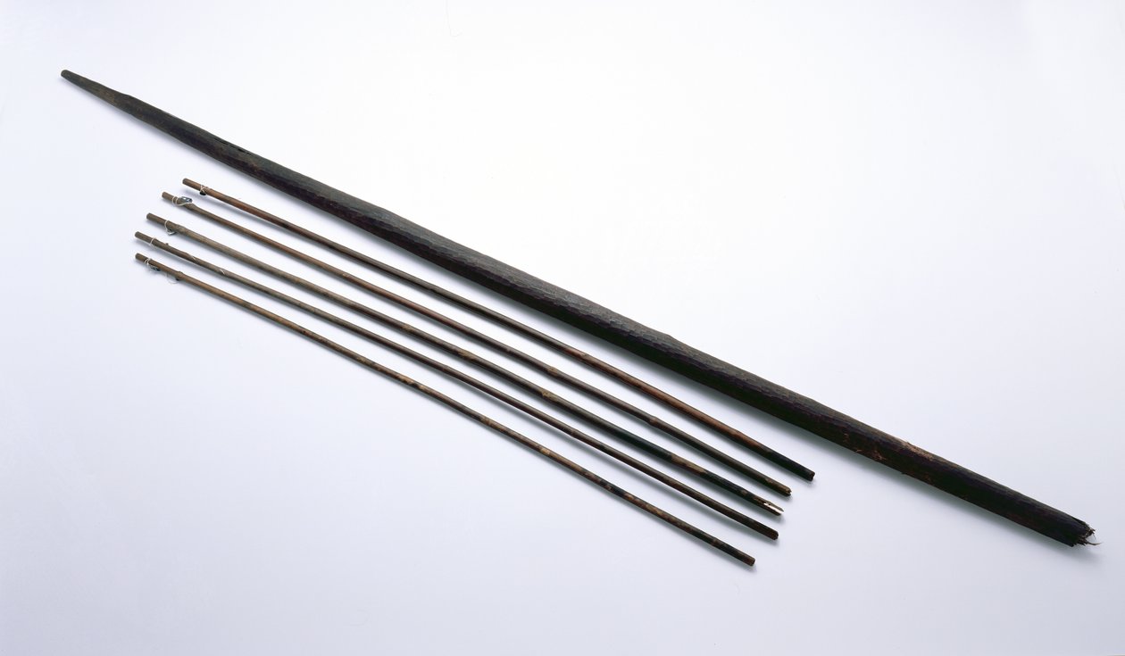 Strzały i łuk znalezione u Icemana Oetzi (drewno) autorstwa Copper Age