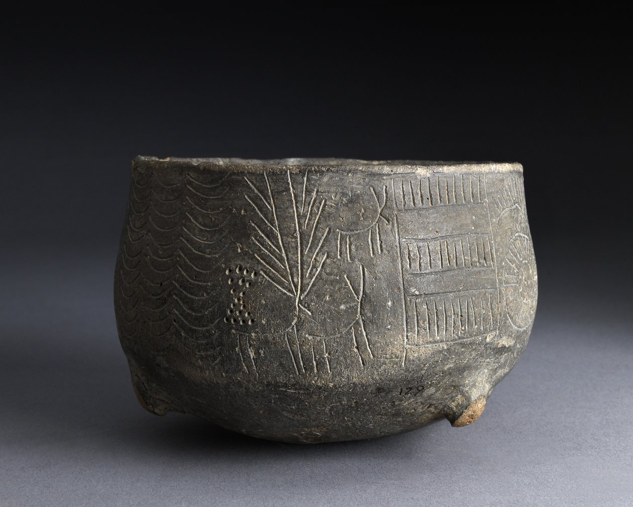 Misa z żłobioną dekoracją przedstawiającą jelenie, z Los Millares, Hiszpania, epoka miedzi, ok. 2000 pne (ceramika) autorstwa Copper Age