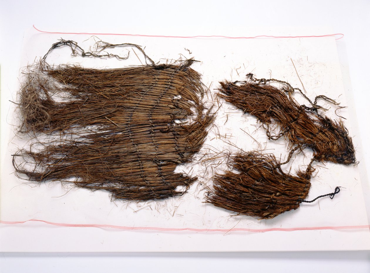 Fragmenty luźnego płaszcza bez rękawów znalezionego u Icemana Oetzi (tkana trawa) autorstwa Copper Age
