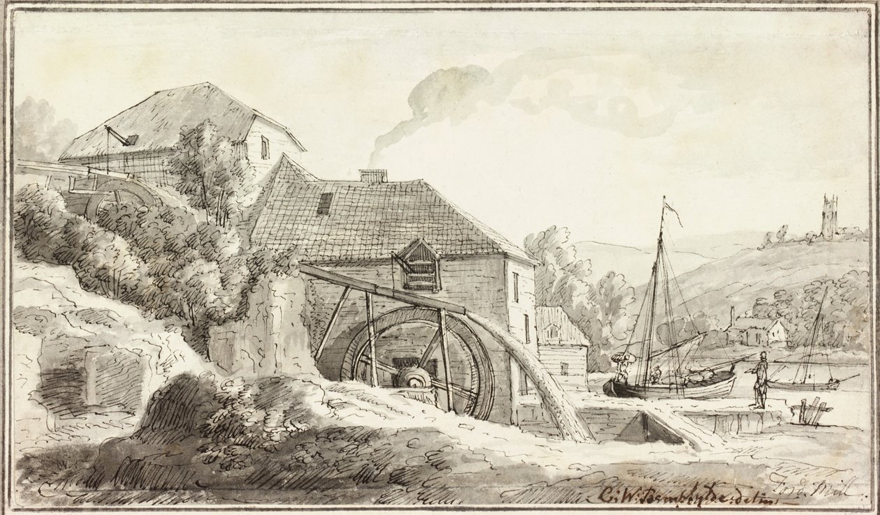 Ford Mill (tusz i akwarela na papierze) autorstwa Copplestone Warre Bamfylde